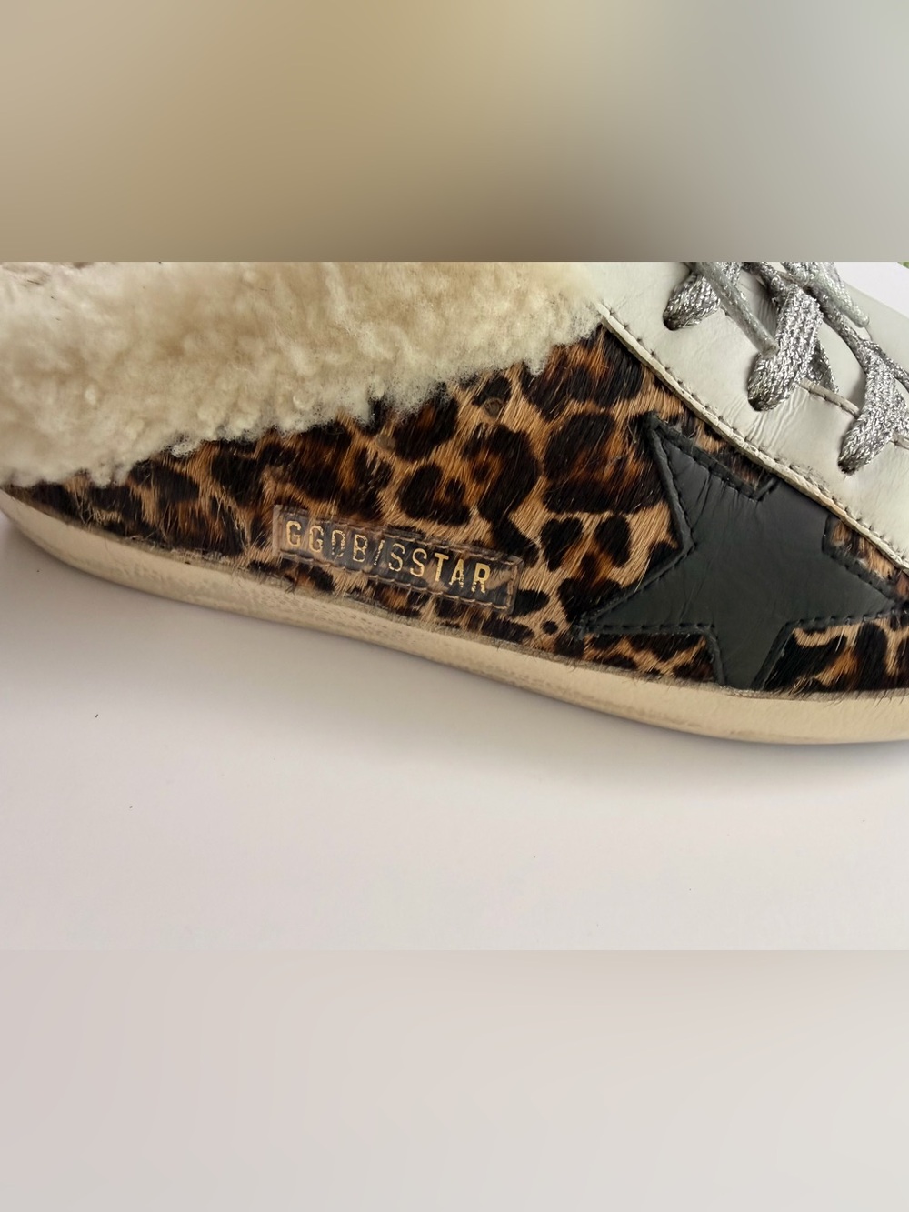 Golden Goose Superstar Sabot Shearling Leopard Calf Hair Sneakers EU 37 US 7 - Picture 3 of 15